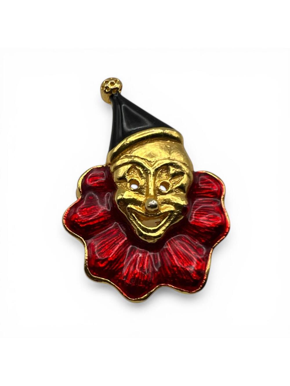 Vintage Clown Face Enamel Pin Brooch